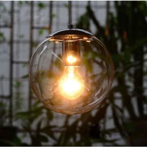 15-25cm Modern Minimalist Clear Glass Ball Pendant Light fixture DIY home deco living room Personalized Art Chrome LampE27 bulb