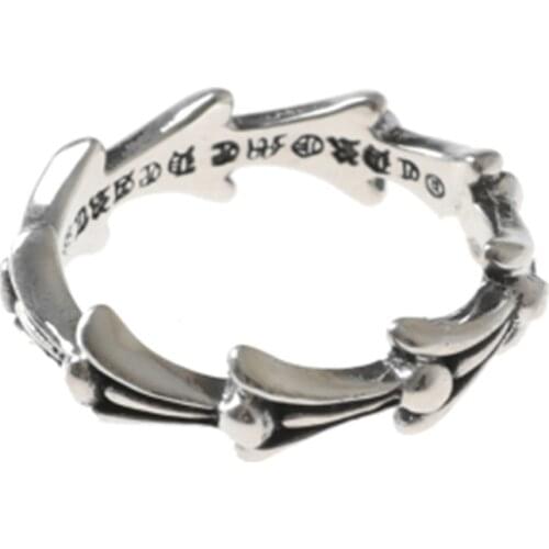 2020 New Fashion Brand Cross Tail Wave Fish Bone S925 Sterling Silver Ring Retro Simple Hip-Hop Trend Style Couple Ring