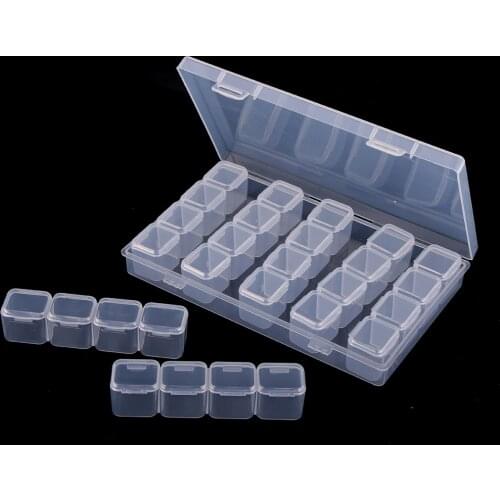 28x Clear Plastic Organizer Container Storage Box For Nail Tip Jewelry Beads