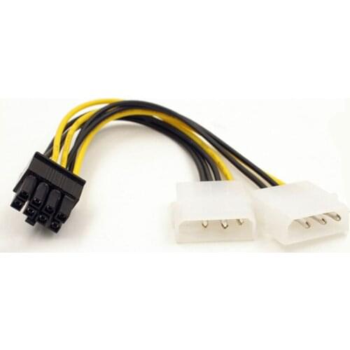 Angitu Dual Molex 4Pin to PCI-E 8Pin Graphics Card Power Supply Cable - 20cm