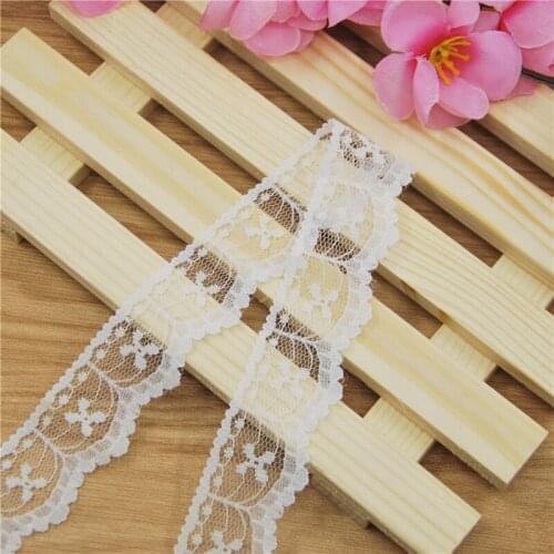 White Polyester Wedding Lace Fabric Trim Sewing Accessories Cloth Dress Decoration Ribbon diy Craft Supplies 25mm 50yards L0402