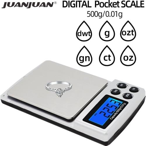 500g x 0.01g/0.1g 1000g/2000g*0.1g Digital Scale Jewel Pocket Balance Diamond Weighing Gram Kitchen Scales with BackLight 30%OFF