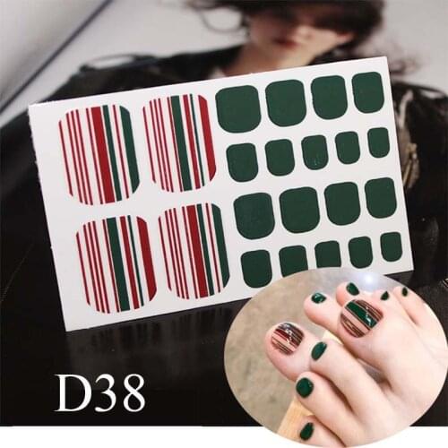 D38 Nail Art Toe Nail Sticker Glitter Fresh Style Full Cover Toe Supplies Foot Decal Glitter for Women Ladies Girls