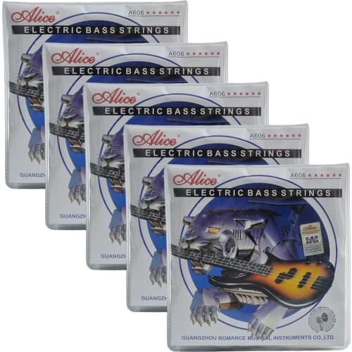 5Sets Alice Electric Bass Strings Steel Core Nickel Alloy Wingding 4 Strings Set Light A606(4)L