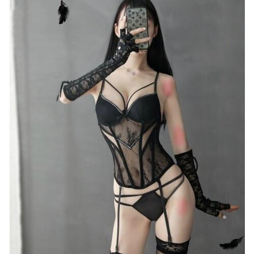 Erotic Outfit Lace Transparent Body Sexy Femme See Through Sleepwear Teddy Lingerie Bodysuit Catsuit Pole Dance Slutty Clothes