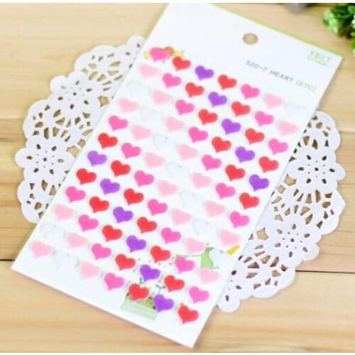 ZY DIY Pretty Colorful Rainbow Color Heart Printed Felt Sticker DIY Nonwoven Felt Fabric