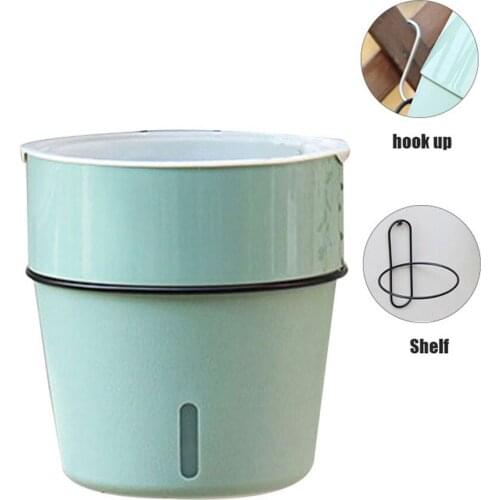 Plant Pot Cover Indoor Plastic Rattan Flower Cover Round Modern Decor Planter with Hook and Bracket D1
