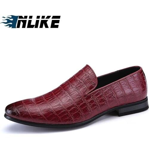 INLIKE Men Shoes Leather Pointed Toe Slip on Wedding Dress Shoes 2018 Oxford Shoes For Men