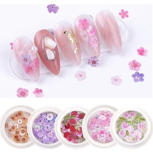 3D Nail Art Stickers Simulation Dried Flowers Rose Nail Sequins DIY Nails Decorations Kawaii Accessories Manicure Tools