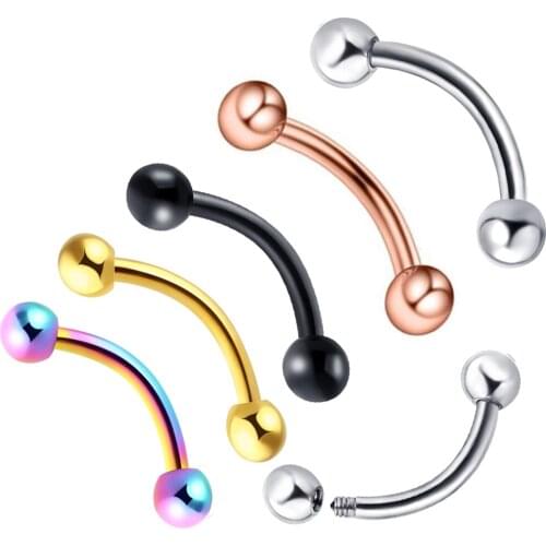 JUNLOPWY Stainless Steel 16g Eyebrow Rings Piercing Curved Barbell Lip Helix Tragus Earring Body Piercing Jewelry Mix 6 Colors