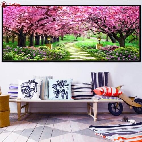 DIY diamond painting Natural scenery, cherry blossoms, garden cross stitch diamond full mosaic diamond embroidery