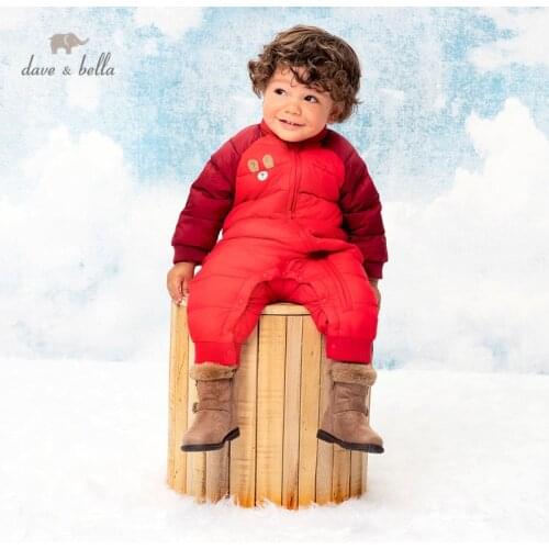 DBM15616 dave bella winter new born baby unisex fashion cartoon down jumpsuits infant toddler clothes children romper 1 piece