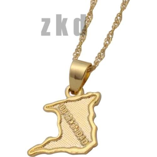 Zkd Trinidad and Tobago map pendant & necklace country map jewelry