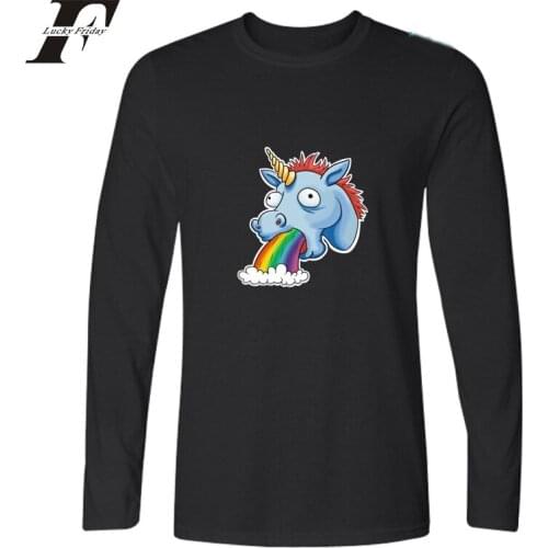 LUCKYFRIDAYF 2017 Unicorn Autumn T-shirt Print Women/Men Cotton Logo Anime Funny Tshirt Homme Unisex Long sleeve Kpop