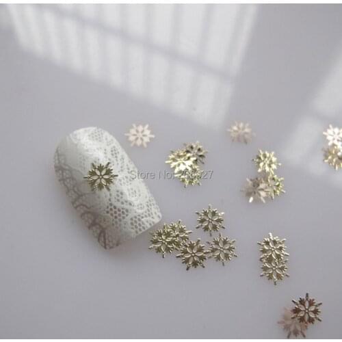 MS173-2 100pcs Gold Cute Snowflake Metal Sticker Nail Art Metal Sticker Nail Art Decoration Non-adhesive Sticker