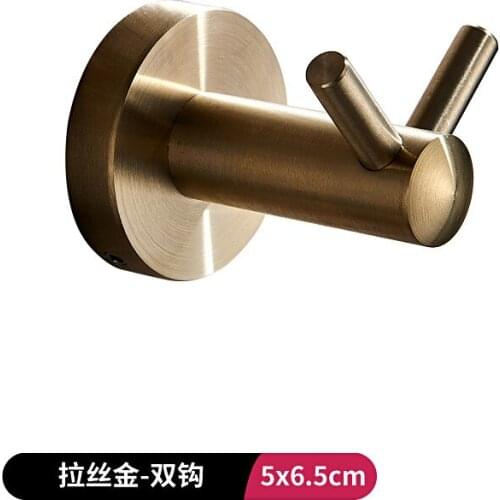 Single/Double Robe Hooks Brushed Stainless Steel Bathroom Hardware Wall Hook Hat Clothes Towel Hanger Rose Gold Robe Hook