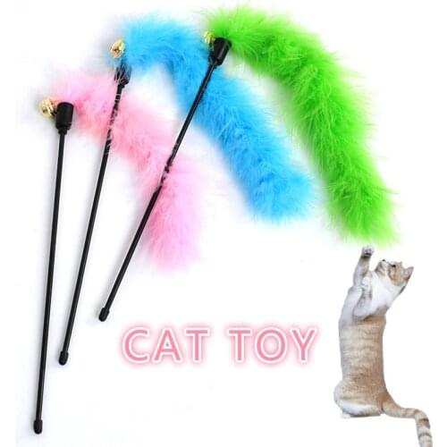 Popular Hot Sale Funny Cat Toys Interactive Fun Toy Feather Colorful with Bells Pet Toy Pet Cat Products