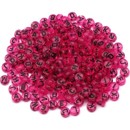 Transparent Rose Red Mixed Letter Acrylic Beads 4x7mm Round Spacer Beads For Jewelry Handmade Diy Necklace Bracelet Accessories