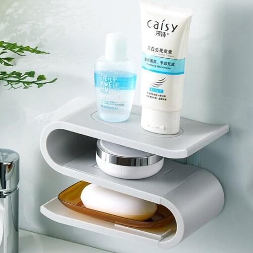 S Shape Drainage Soap Holder Plastic Portable Soap Dishes For Bathroom Storage Rack Three Floors Tray Bathroom Accessories