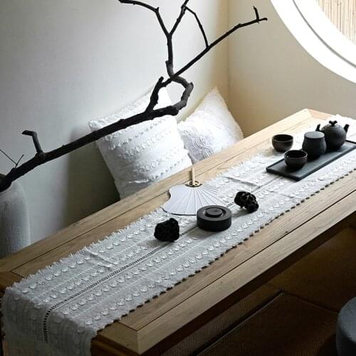 Nordic table runner solid color white simple cover flag TV cabinet modern table cloth