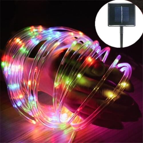 Solar LED Rope String Lights Outdoor Waterproof Solar Powered Fairy Light Copper Wire PVC Tube Light For Wedding Christmas Party
