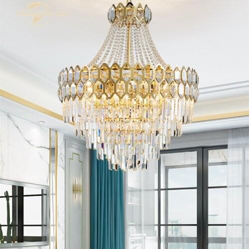 Modern LED Chandeliers Lighting Crystal Luxury Gold Stainless Steel Lights Fixture Bedroom Living Room Large Staircase Lamps