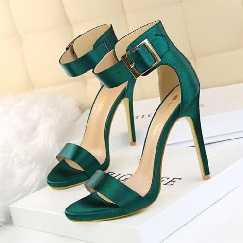 Bigtree Shoes Women Sandals Satin High Heels Ladies Shoes Fetish Silk Gladiator Summer Stiletto Woman Pumps Plus Size 34-43