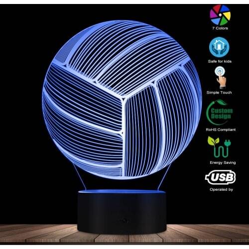 Volleyball 3D Optical LED Illusion Lamp Volleyball LED Light Table Lamp Colors Changing Sports Lighting Home Art Decoration Gift