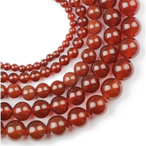 YHBZRET Natural Stone Red carnelian 4/6/8/10/12MM Round spacer Loose Beads For Jewelry Making Diy Charm Bracelets accessories