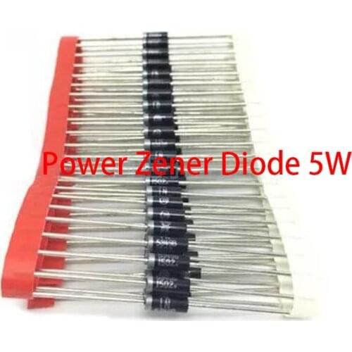 20pcs 1N5338B 1N5339B 1N5342B 1N5349B 1N5359B Power Zener Diode 5W 5.1V 5.6V 6.8V 12V 24V DO-15 CASE17-02