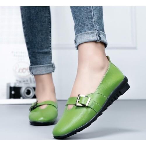 Womens Shoes Genuine Leather Casual Shoes Walking Women Shoes Loafers Ballet Flats Female Increasing Ballet Shoes Zapatos Mujer