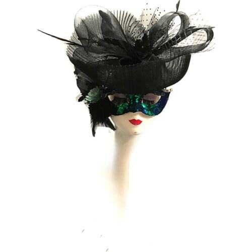 Vintage antique Costume Party Headband Sexy Feather Masquerade Mask with Hairband Headdress Fancy Dress Accessories