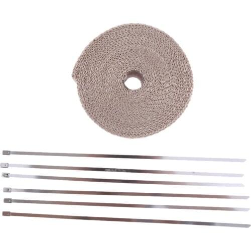 10m*5cm*2mm Exhaust Manifold Heat Wrap DIY Motorcycle Car with 6 Cable Ties