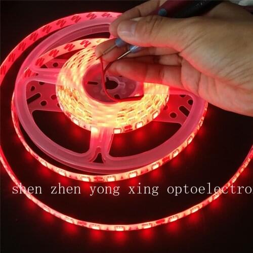 DC12V 1M 5M SMD 5050 Red color Waterproof 300 LED Flexible 3M Tape Strip Light