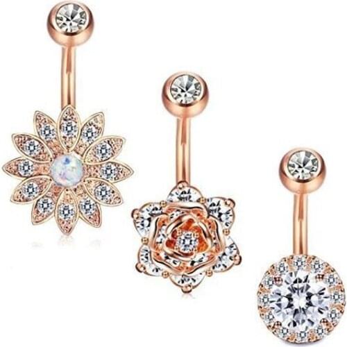 3Pieces Pack Mixed Belly Button Piercing Woman Stainless Steel Navel Rings Accessories Punk Sexy Women Body Jewelry Piercings
