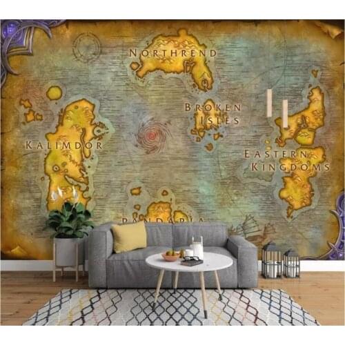 Beibehang Custom wallpaper 3d murals European ancient map online game World of Warcraft map background wall Papel de parede