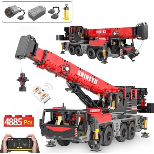 4885pcs RC City Technical Engineering Large Crane Truck Car Building Blocks 1:8 Remote Control APP Vehicle Bricks Toys For Kids