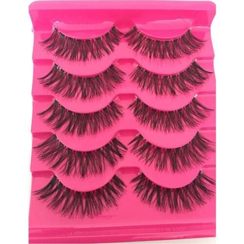 5 Pairs New Women Soft Natural Long Cross Fake Eye Lashes Handmade Thick False Eyelashes Extension Beauty Makeup Tools