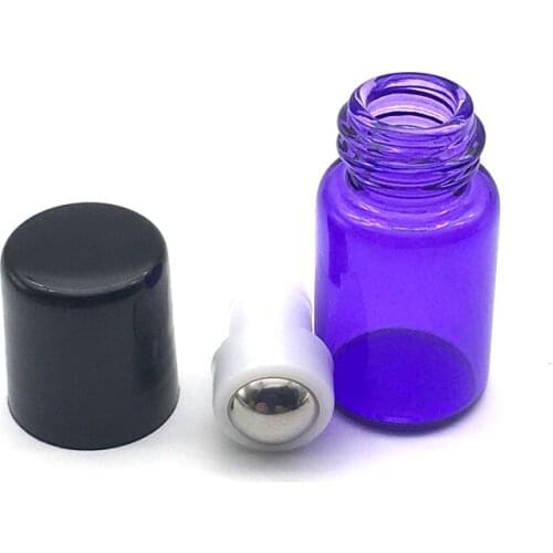 5pcs 2ml Essential Oil Roll On Glass Bottle Empty Colorful 2cc Refillable Roller Perfume Sample Container