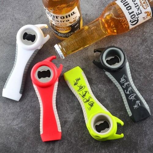 5 In 1 Multifunction Bottle Opener Stainless Steel Beer Opener with Non-Slip Handle Bottle Caps Jar Manual Opener Kitchen Gadget