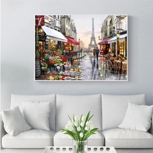 5D DIY Diamond Painting Iron tower Couples Embroidery Patterns Cross Stitch Needlework diamond Rhinestone Home decoration FG1736