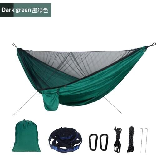 Automatic Speed Opening of The Cable of Bed Hanger with Black Green Outdoor Nylon Mesh Camping Bed