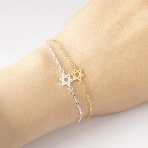 2020 Star Of David Bracelets For Women girl Jewish Bracelet Stainless Steel Gold Color Fashion Jewelry Best Friend kid gift