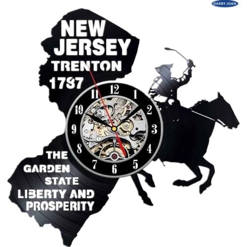 New Jersey Gift USA States City Vinyl Record Clock Wall Decoration Modern Vintage Art Room