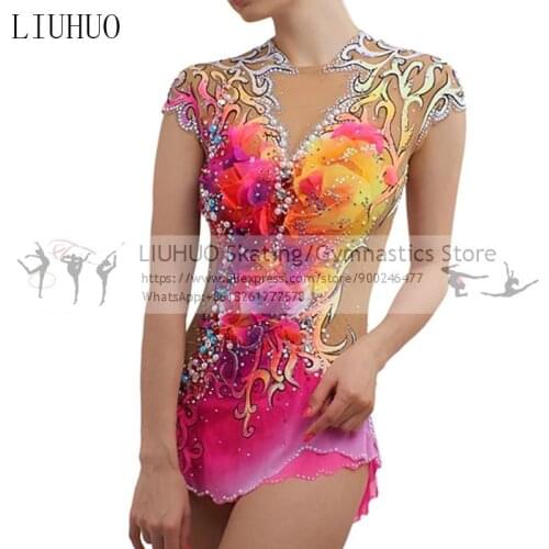 Kids Teen Sparkly Figure Skating Dress Women Dance Wear Performance Rolare skating dress Competition Dress for Ice Skating