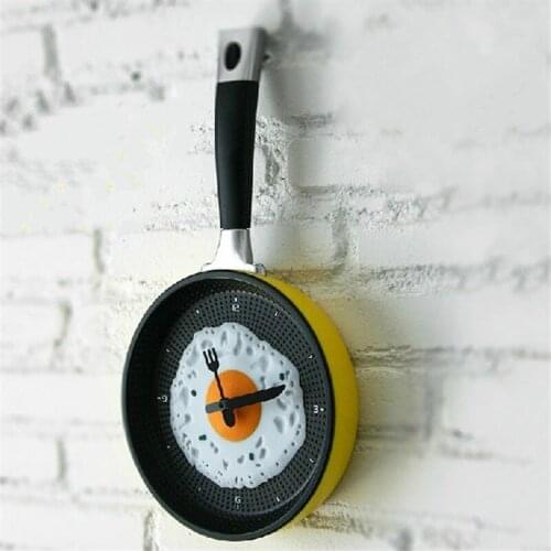 Cutlery design creative omelette pot shape kitchen clock creative modern home decoration hanging table