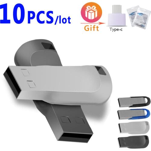 10pcs/lot Fashion metal USB Flash Drive 128GB 64GB 32GB high speed Pen Drive 16GB 8GB 4GB memory Flash USB 2.0 Stick for gift