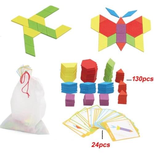 Geometric Jigsaw Puzzle Creative Wooden Tangram Geometry Toys Children Kids Learning and Education Tools Gift Toys for Children