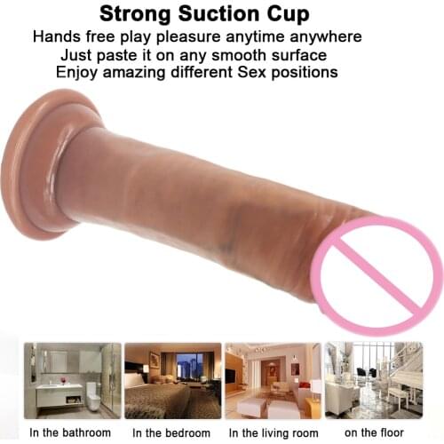 HOWOSEX Huge Realistic Silicone Dildos Sliding Foreskin Females Masturbation Suction Cup Penis Lesbian Adult Erotic Sex Toys