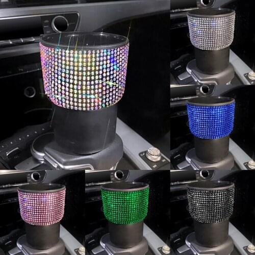 Crystal Rhinestone Car Storage Bag Box Seat Bling Cup Holder Multi-Pockets Women Container Stowing Tidying